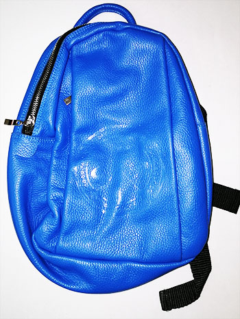 Сумка - рюкзак паломника с тиснением Креста (малая). Натуральная кожа (голубая)